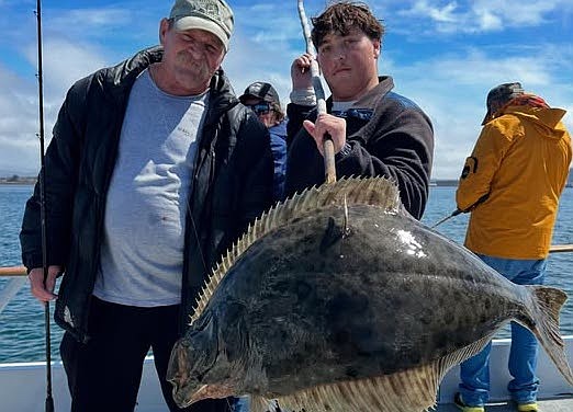 Another solid halibut caught during the Dolphin's Halibut Derby Wednesday trip in San Diego Bay