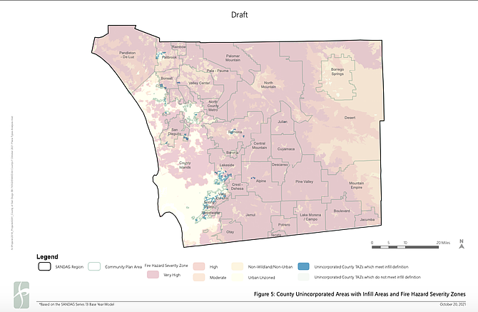 Fire hazard zones in county's unincorporated areas