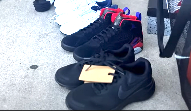 Officers recovered close to 400 stolen items, many high-end sneakers at Las Americas Premium Outlets in San Ysidro.