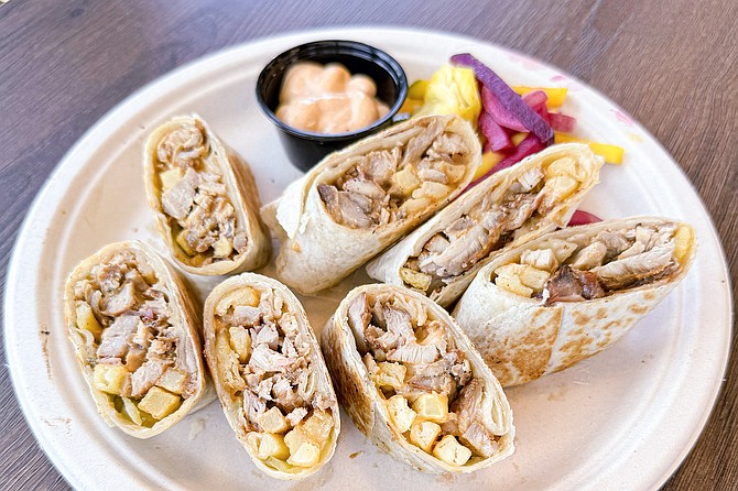 The chipotle chicken shawarma wrap, a bit of fusion offered by Mr. Shawarma