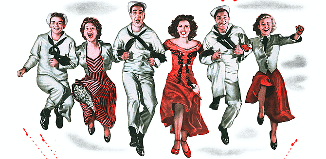 Frank Sinatra, Betty Garrett, Jules Munshin, Ann Miller, Gene Kelly, and Vera-Ellen invite you to join them for 24 hours!