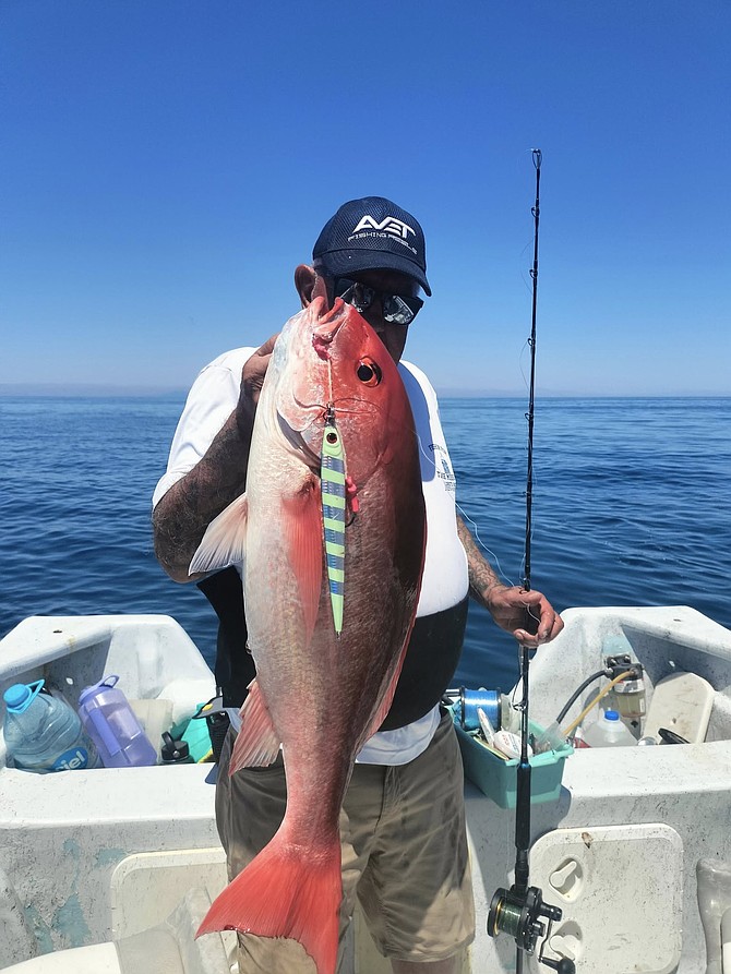 Juan Cook with a nice huachinango, aka red snapper, caught from the Golden Reef near Bahia de San Luis Gonzaga.