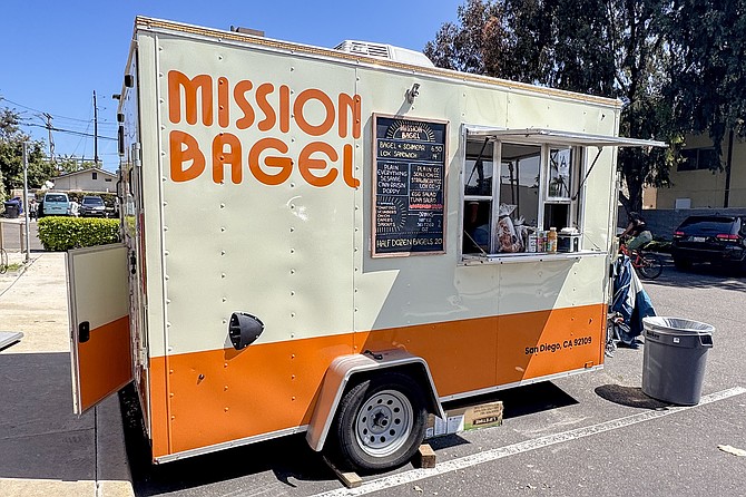 Mission bagel, parking daily at the northeast corner of Grand Avenue and Ingraham Street