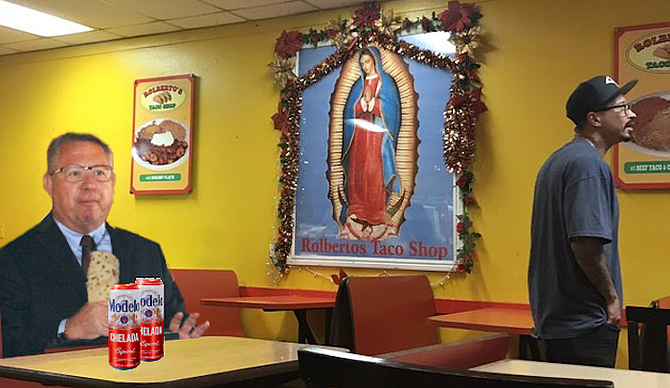 "I love my Mexican-American constituents, like the proprietors of this fine establishment," said Wells as he prepared to dig into a California burrito, which he called "a potent symbol of the way America can inspire her legal immigrants to take the best of what they have to offer and make it even better."