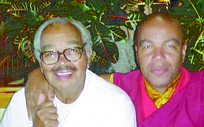 Jangchup Phelgyal (right) and his father