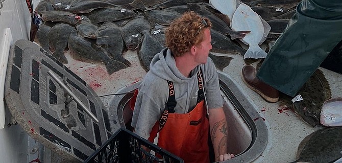 Halibut and white seabass haul aboard the Freedom as they return to 22nd Street Landing from fishing Santa Rosa Island during a day-and-a-half trip.