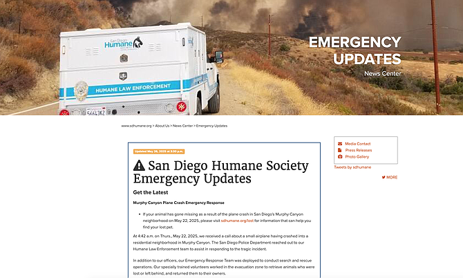 13 dogs, one cat, eight puppies, and five geckos were displaced by Murphy Canyon crash.