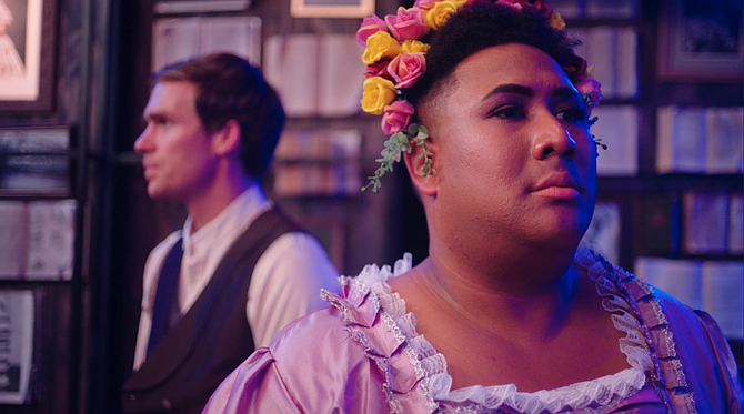 Pete Ploszek as "Abe" and Roger Q. Mason as "Taffeta."