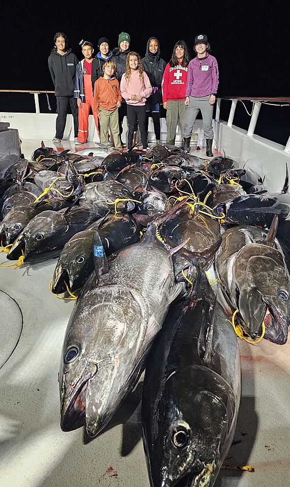 Bluefin haul for youngsters aboard the Excel: “We are out on our Family Adventure #1 trip with lots of young talent aboard. These kids put a whoopin on these local bluefin. 50 of these beauties hitting the deck and everyone is pumped. These kids are the future of our industry and the future is lookin' bright! Great Job.”