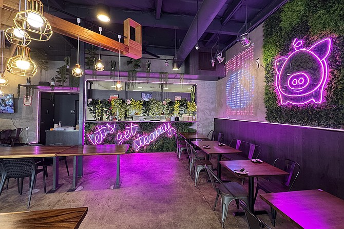 Some decor from the former Bok Bok Dok, a sister restaurant of Steamy Piggy, was repurposed for the more proven concept