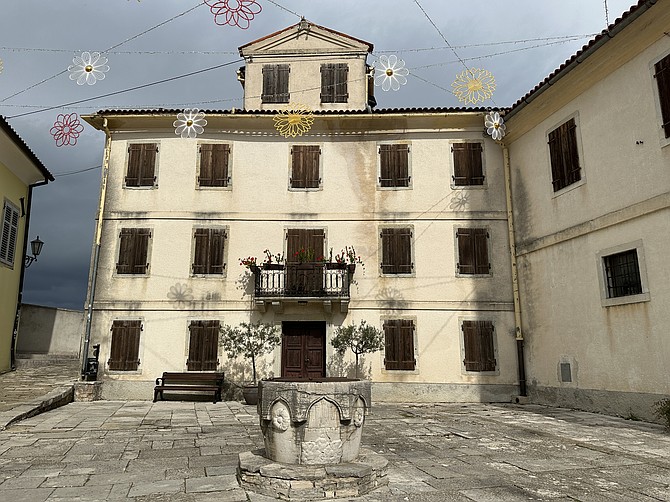 The town square with its ancient well