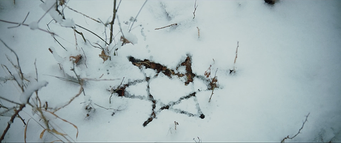 The handwriting is in the snow.