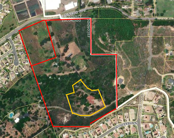 Escondido temple site outlined in yellow