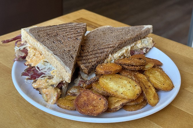 A Reuben, made with house-cured corned beef