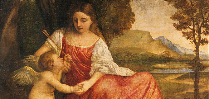 Detail from a painting of Venus and Cupid by Titian