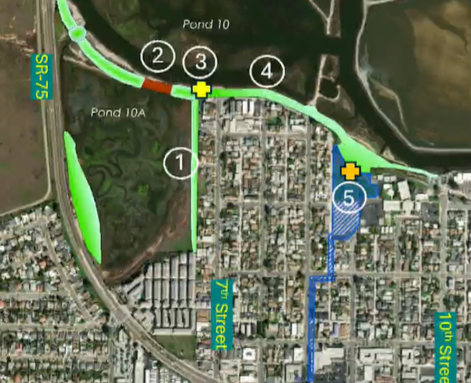 The levee will elevate the most flood-prone segment of the class 1 bikeway near 7th Street and Basswood Avenue