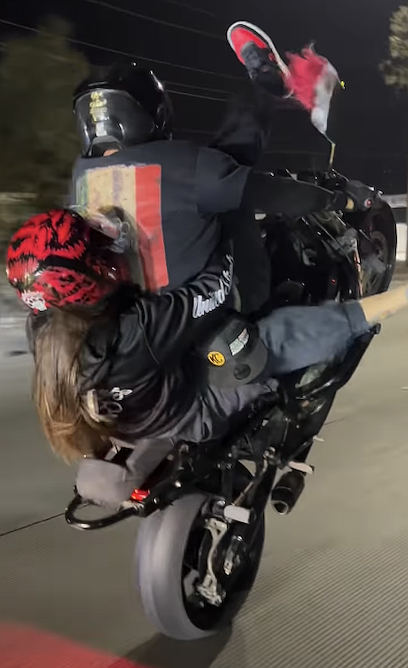 South of the border, one segment even showed a man and woman on the same bike, pulling a wheelie.