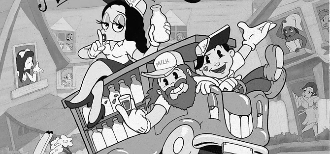 Detail from the cover of Whiskey & Burlap's album Milkman