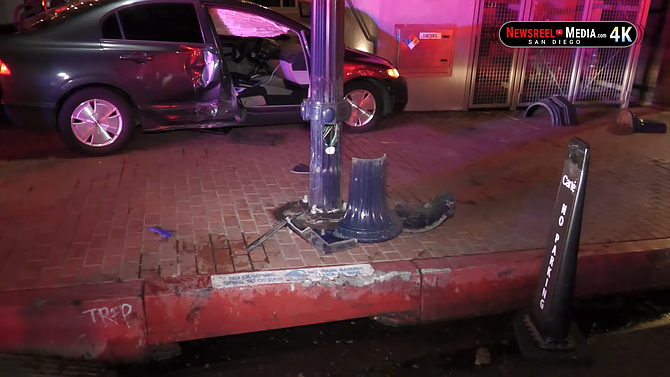 Another car in Little Italy lost control at Ash and State streets.