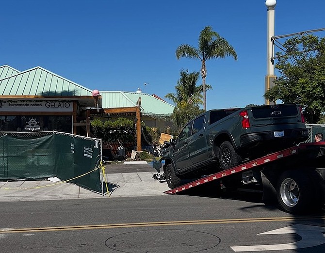 In Encinitas, a Chevy truck plowed into Gelato 101.