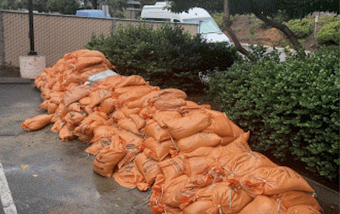 Sandbags, after flooding