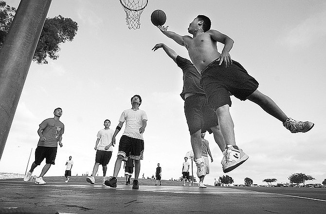 My first month or two in San Diego, I played outdoor pickup, on the beach, because, yo, I could, right?