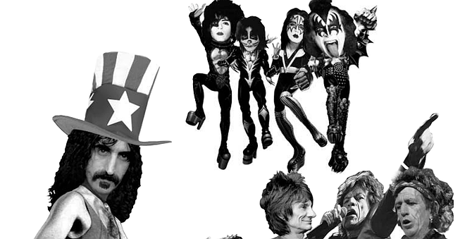 Frank Zappa, Kiss, Rolling Stones