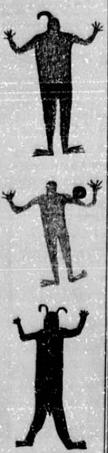 Humans are static, presented “head-on with arms extended upward in a gesture suggestive of the classic ‘I surrender’ pose.”