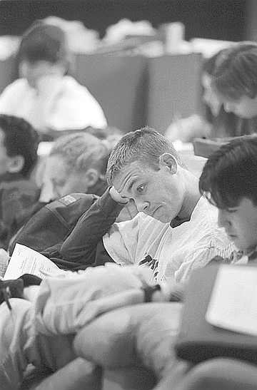 Student in Gwen Ickstadt's U.S. History Seminar class, La Jolla High School. The school offers six levels of French, five of Spanish, three of Japanese, four of Latin, plus classical Greek.