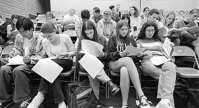 Class at Torrey Pines High School. The college-prep/career-prep seems to overshadow all else.