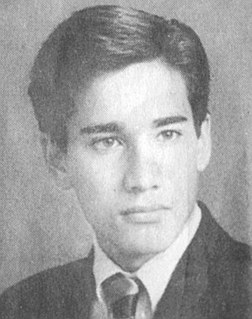 Andrew Cunanan at Bishop's, 1987. When complimented on a red leather jumpsuit that he wore to a school dance, he told his classmate, "My boyfriend, Antoine, bought it for me."