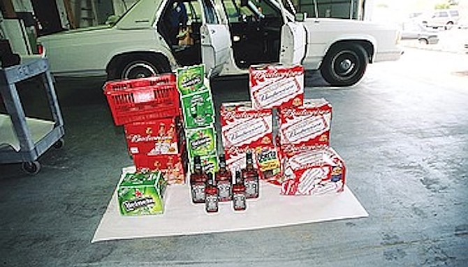 Enough stolen booze to be "just over" the point of not being a misdemeanor