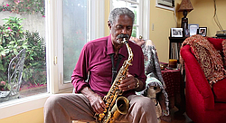Charles McPherson, San Diego resident and "ranking bebop alto sax player in modern mainstream jazz," talks saxophone and demonstrates technique with his 60s-era Selmer saxophone. 