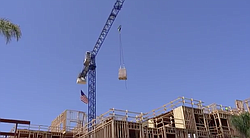 Shot of crane work at North Park construction site.